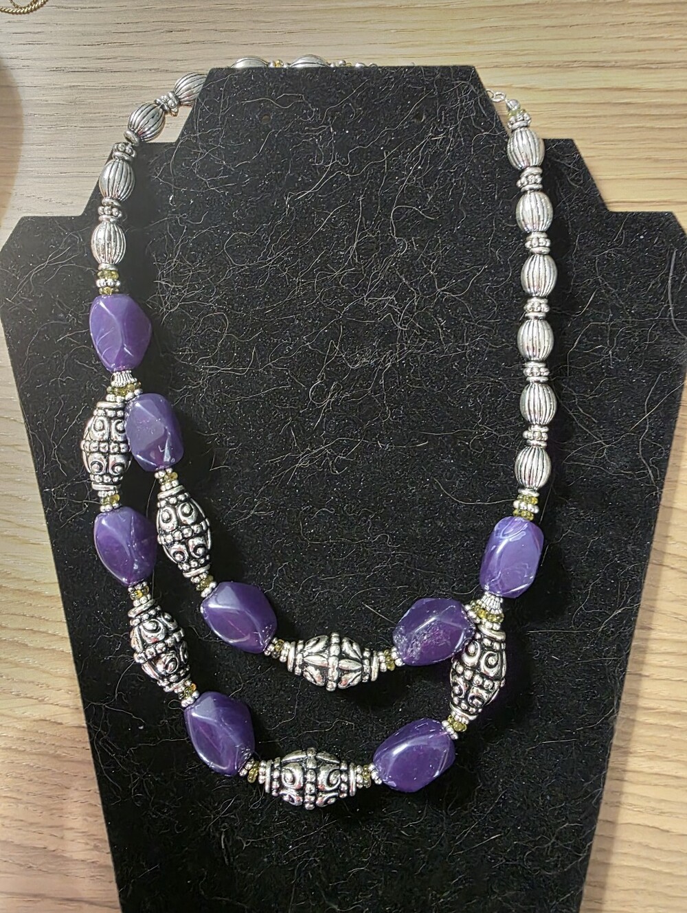 Vintage Avon Purple and Silver Double-Strand Beaded Necklace